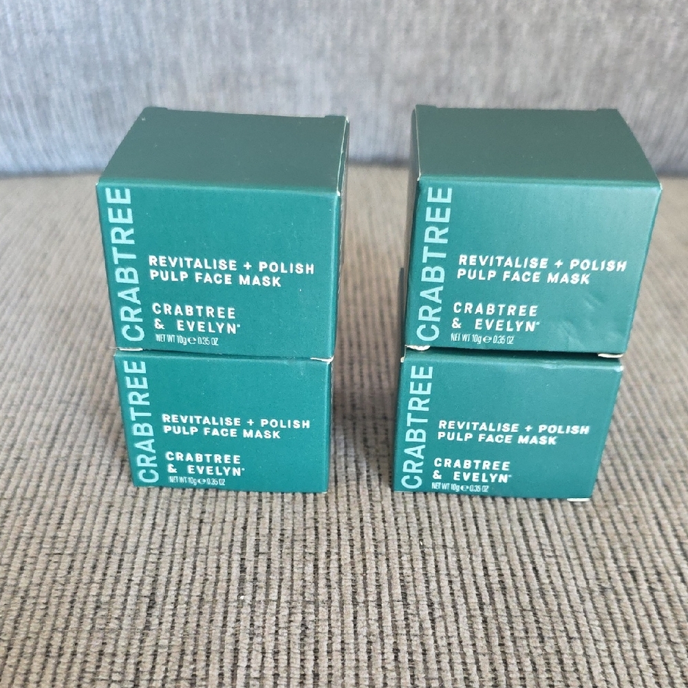 Crabtree & Evelyn Revitalise + Polish Pulp Face Mask, Set Of Four,‎ New In Box